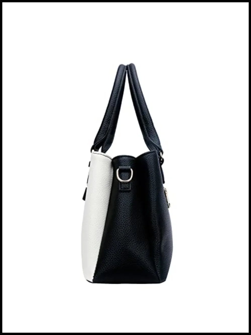PU Leather Satchel Handbag with 3 Compartments, Crossbody Tote for Women